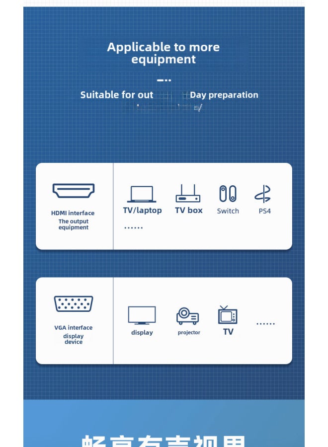Neutral Hdmi To Vga Hd Conversion Cable Hdtv To Vga Adapter Cable Monitor Computer Projector Hd /vga - Image 4