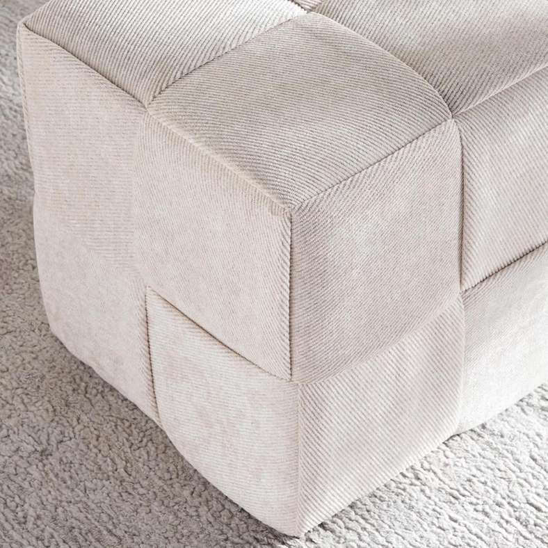 Pan Home Cream Woven Pouf 40x40x41cm - Image 3