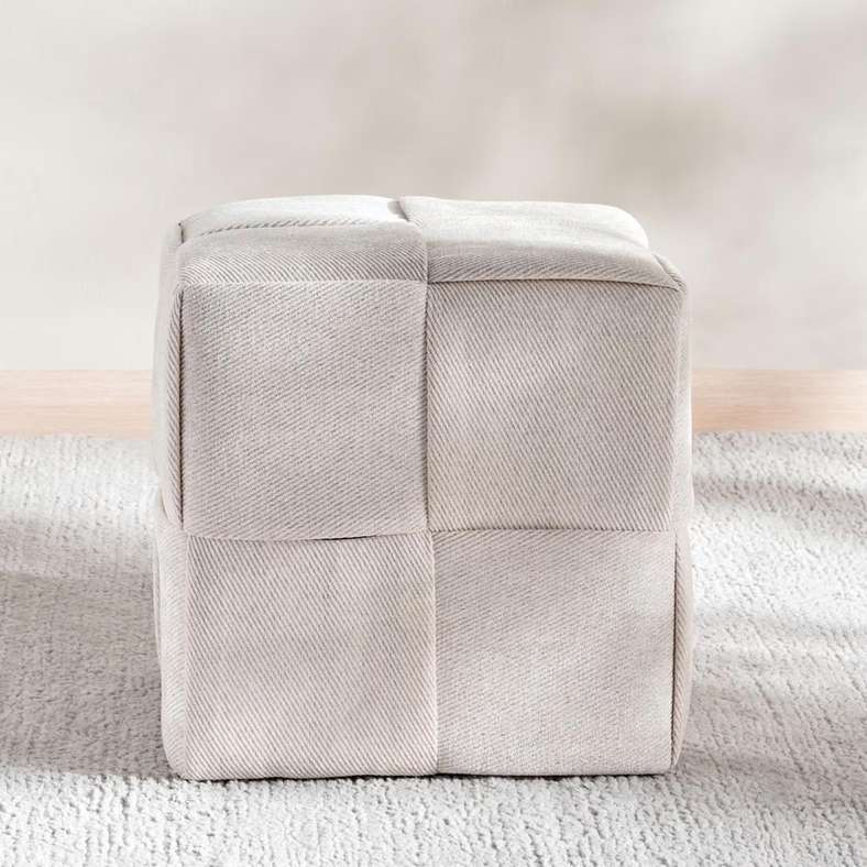 Pan Home Cream Woven Pouf 40x40x41cm - Image 2