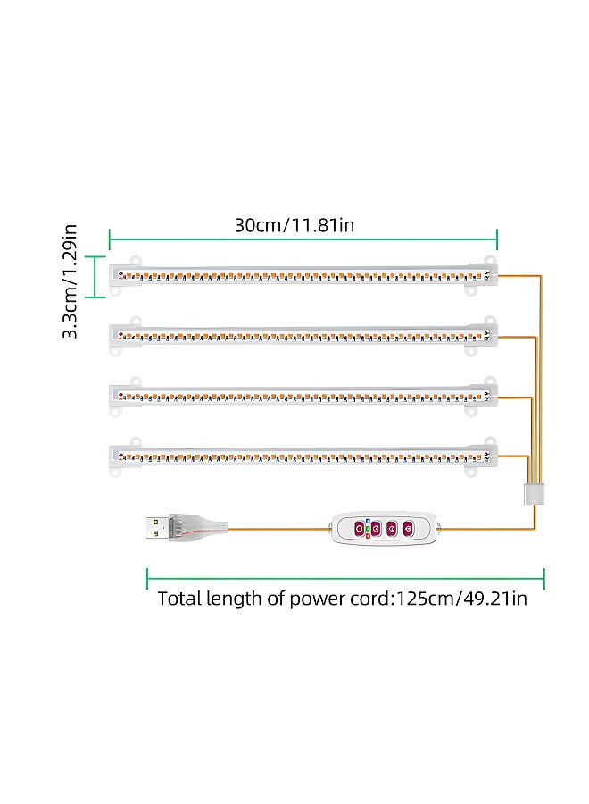Generic LED Plant Grow Light Strips 8W 168LED 82.6lm Bright Grow Lamp with 8H/12H/16H Timer 5 Dimmable Brightness Growth Light for Green House Hydroponics Succulent 4 Bars  - Image 4