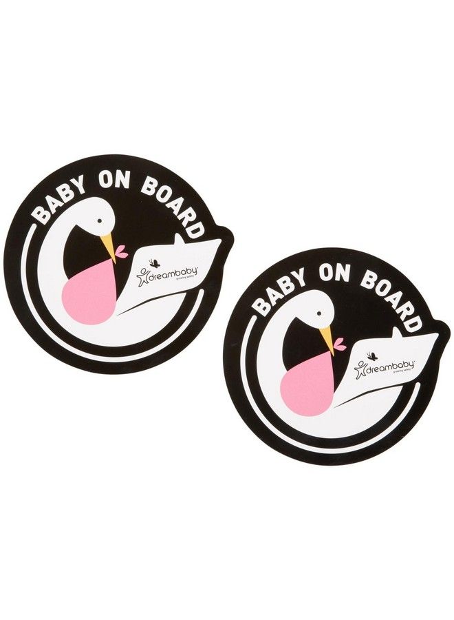 dreambaby Baby On Board Adhesive Stork Decal Pink 2 Pk - Image 1