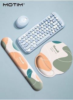 2 IN 1 Ergonomic Mouse Pad Wrist Support Pad, Comfortable Mouse Pad Wrist Rest Pad, Memory Foam, Wrist Pain Relief Easy Typing, for Desktop Computer, Laptop, Mac, Gaming, Office