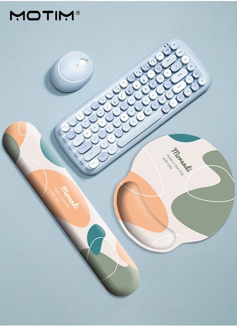 2 IN 1 Ergonomic Mouse Pad Wrist Support Pad, Comfortable Mouse Pad Wrist Rest Pad, Memory Foam, Wrist Pain Relief Easy Typing, for Desktop Computer, Laptop, Mac, Gaming, Office