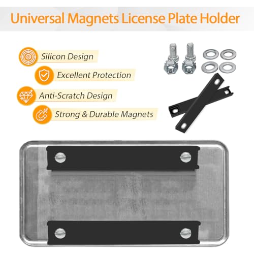WFPOWER 4 Pack License Plate Magnet, Premium Rubber Coated Magnetic License Plate Holder, Black Dealership Demo Tag Test Drives Temp Holder for Car Dealer Magnet License Plate, No Scratch for Car - Image 5