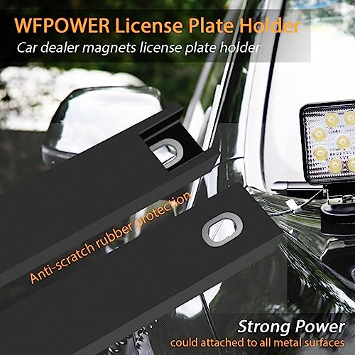 WFPOWER 4 Pack License Plate Magnet, Premium Rubber Coated Magnetic License Plate Holder, Black Dealership Demo Tag Test Drives Temp Holder for Car Dealer Magnet License Plate, No Scratch for Car - Image 3