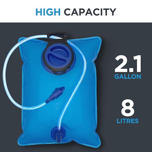 RANGLAND Extra Large 8L Water Bladder (2.1 Gallon) Heavy Duty Hydration Reservoir Bag, Easy-Fill Wide Mouth Opening, Leak-Proof Drinking Tube with Bite Valve Straw - Image 4