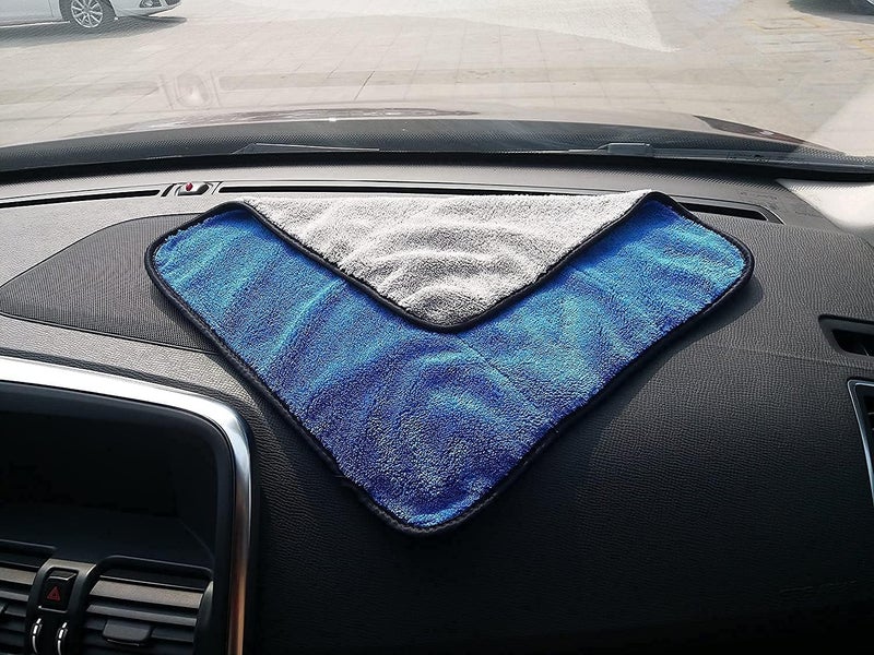 Auto Hub Heavy Microfiber Cloth for Car Cleaning and Detailing, Double Sided, Extra Thick Plush Microfiber Towel Lint-Free, 800 GSM (Size 40cm x 40cm)/Pack of 4, Color: Blue Multi-style matching design - Image 4