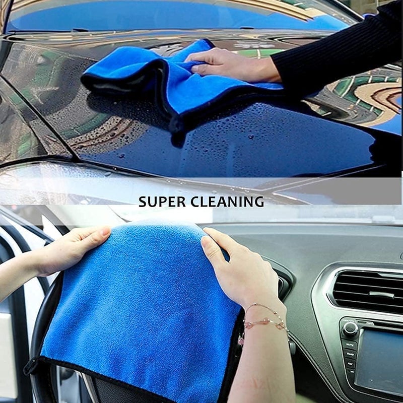 Auto Hub Heavy Microfiber Cloth for Car Cleaning and Detailing, Double Sided, Extra Thick Plush Microfiber Towel Lint-Free, 800 GSM (Size 40cm x 40cm)/Pack of 4, Color: Blue Multi-style matching design - Image 3