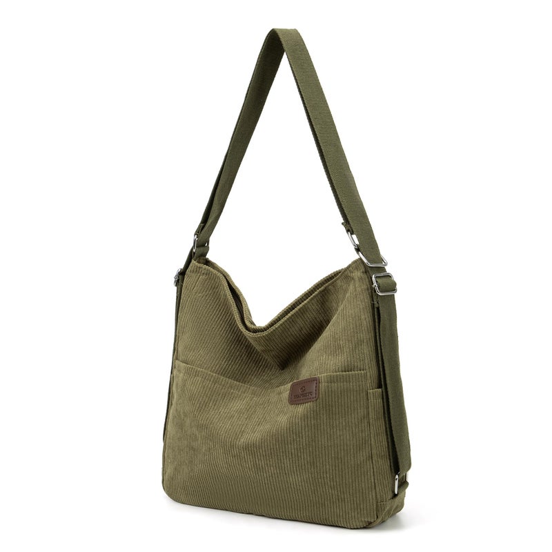 Wytidian Corduroy Tote Backpack Crossbody Bag for Women, Convertible Shoulder Bags Designer Handbag for College, Work (Green) - Image 1