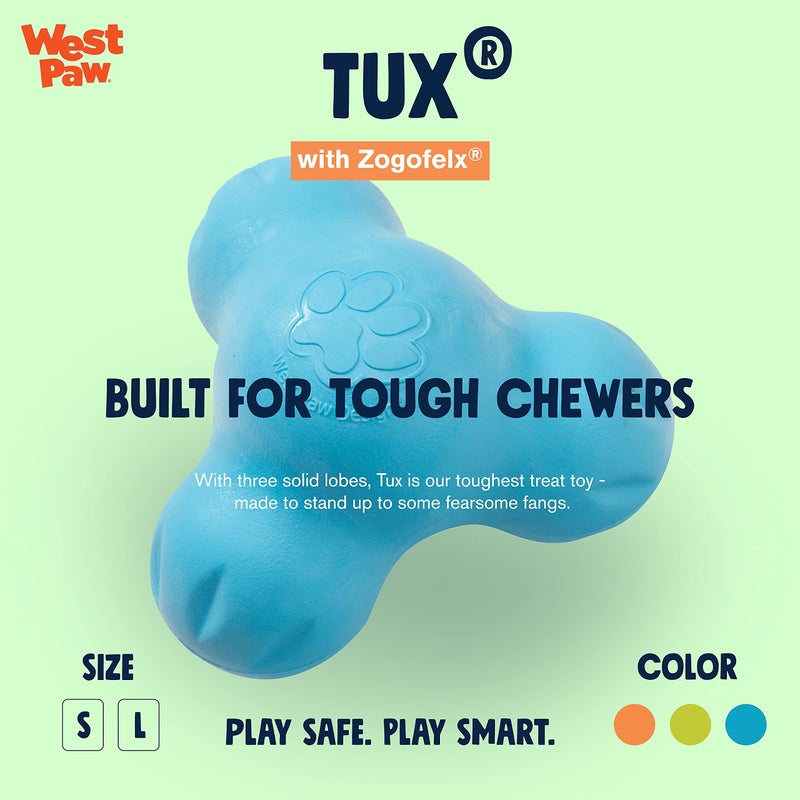 WEST PAW Zogoflex Tux Interactive Treat Dispensing Dog Chew Toy for Aggressive Chewers, 100% Guaranteed Tough, It Floats!, Made in USA, Large, Aqua - Image 2