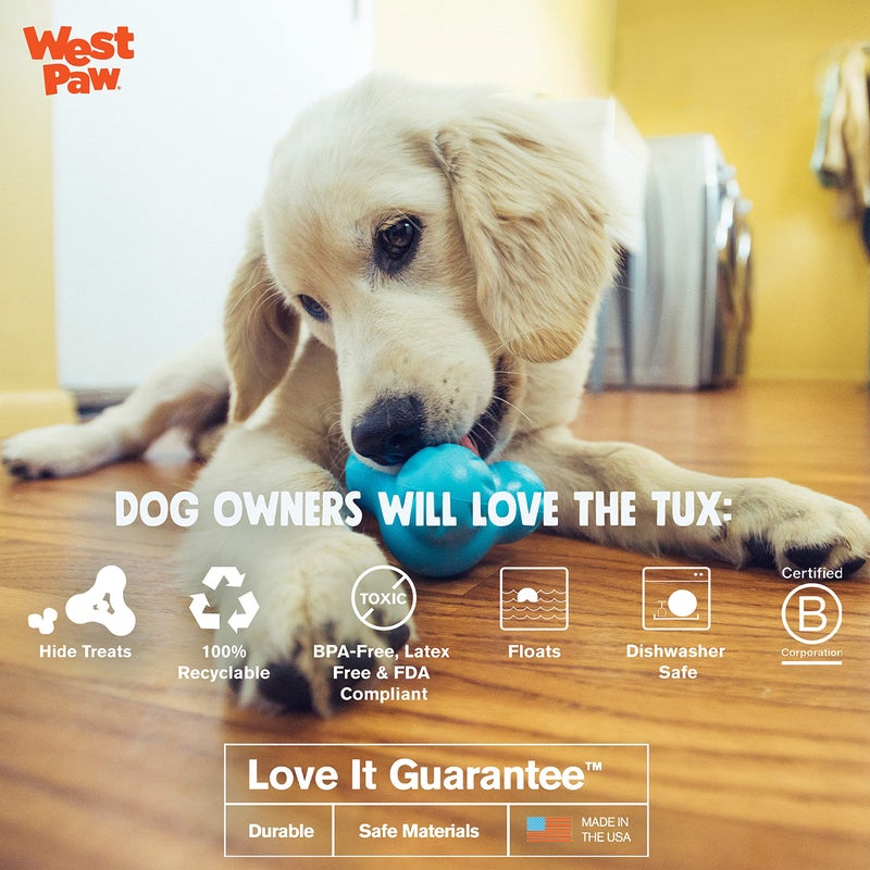 WEST PAW Zogoflex Tux Interactive Treat Dispensing Dog Chew Toy for Aggressive Chewers, 100% Guaranteed Tough, It Floats!, Made in USA, Large, Aqua - Image 4