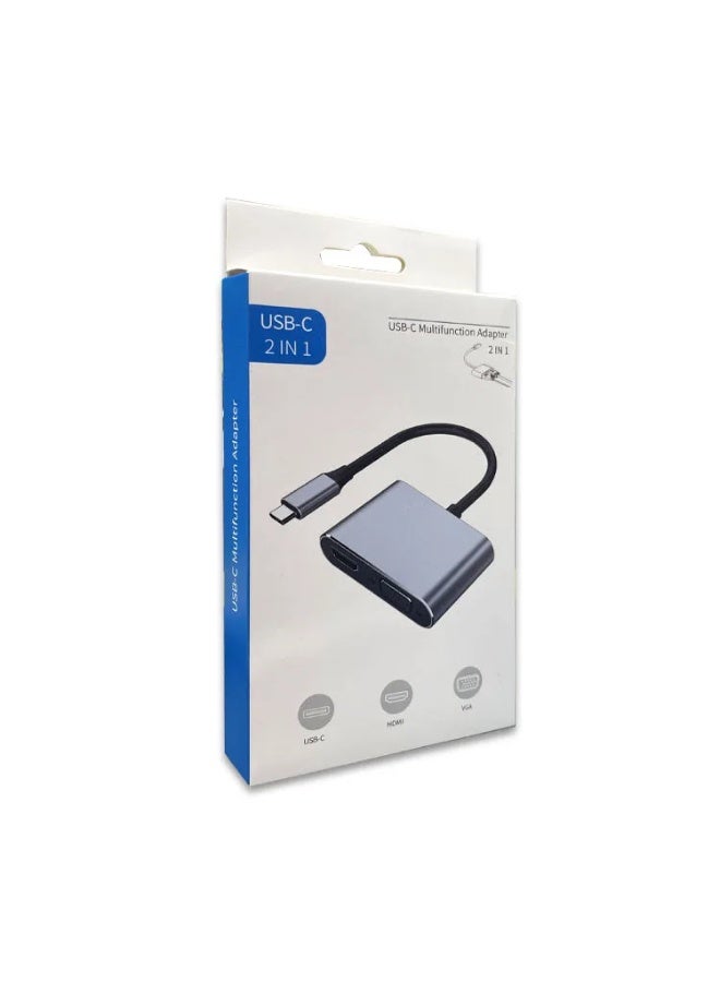 USB-C to HDMI and VGA Adapter – Flexible Connection for Monitors and Projectors - Image 1