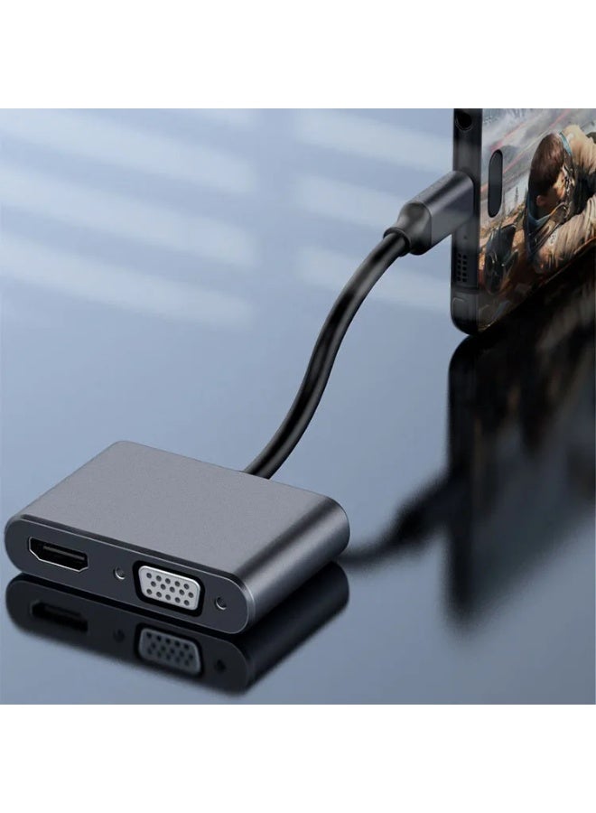 USB-C to HDMI and VGA Adapter – Flexible Connection for Monitors and Projectors - Image 2