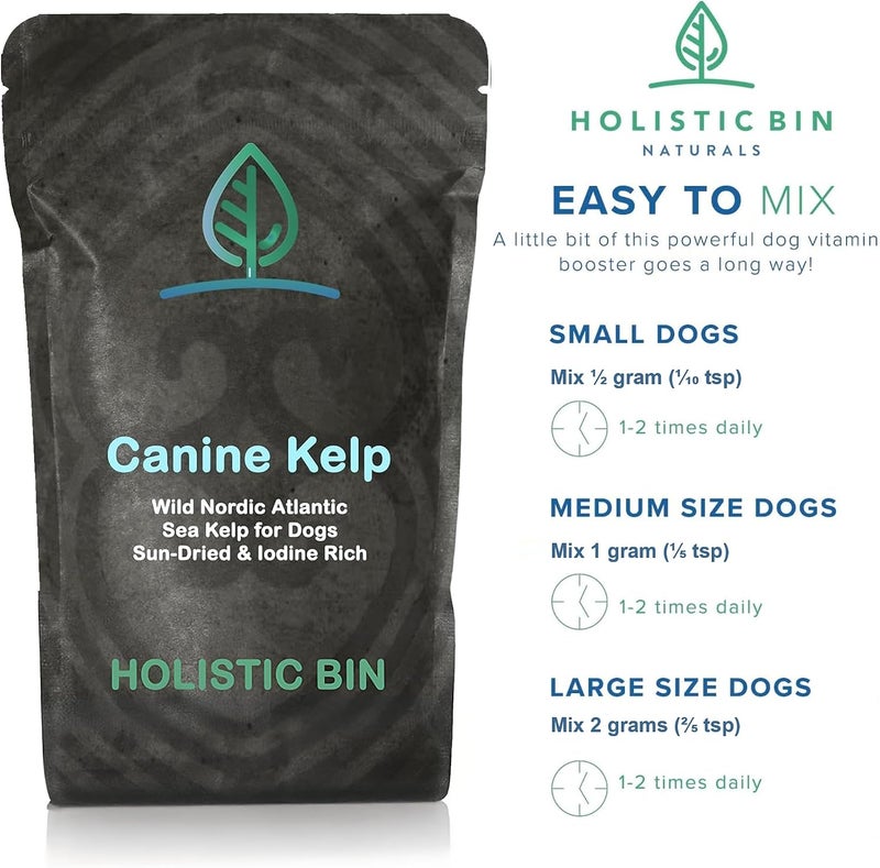 Holistic Bin Canine Atlantic Sea Kelp for Dogs | All Natural Dog Food Topper for Digestive Health, Skin and Coat Health, and Immune Support | Rich in Vitamins, Minerals, and Calcium for Dogs (50g) - Image 3