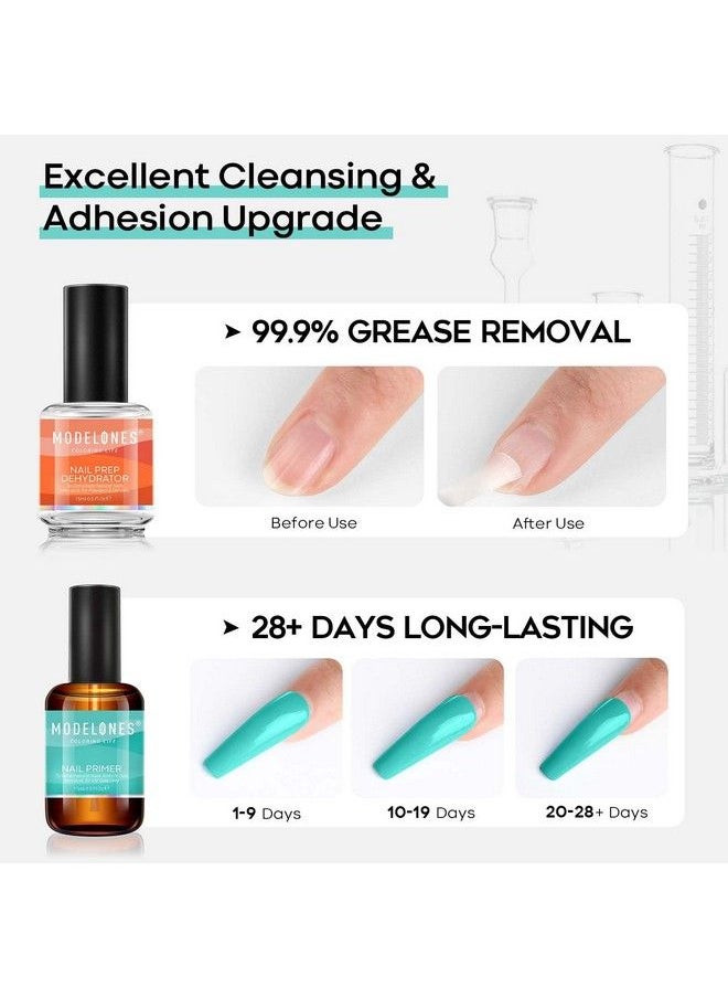 modelones - 15Ml Gel Nail Polish Nail Dehydrator And Primer 4Pcs Acid Free Natural Nail Prep Dehydrate & Bond Primer Nail Bond Air Dry Superior Bonding Primer For Acrylic Powder Nail Supplies Set - Image 1