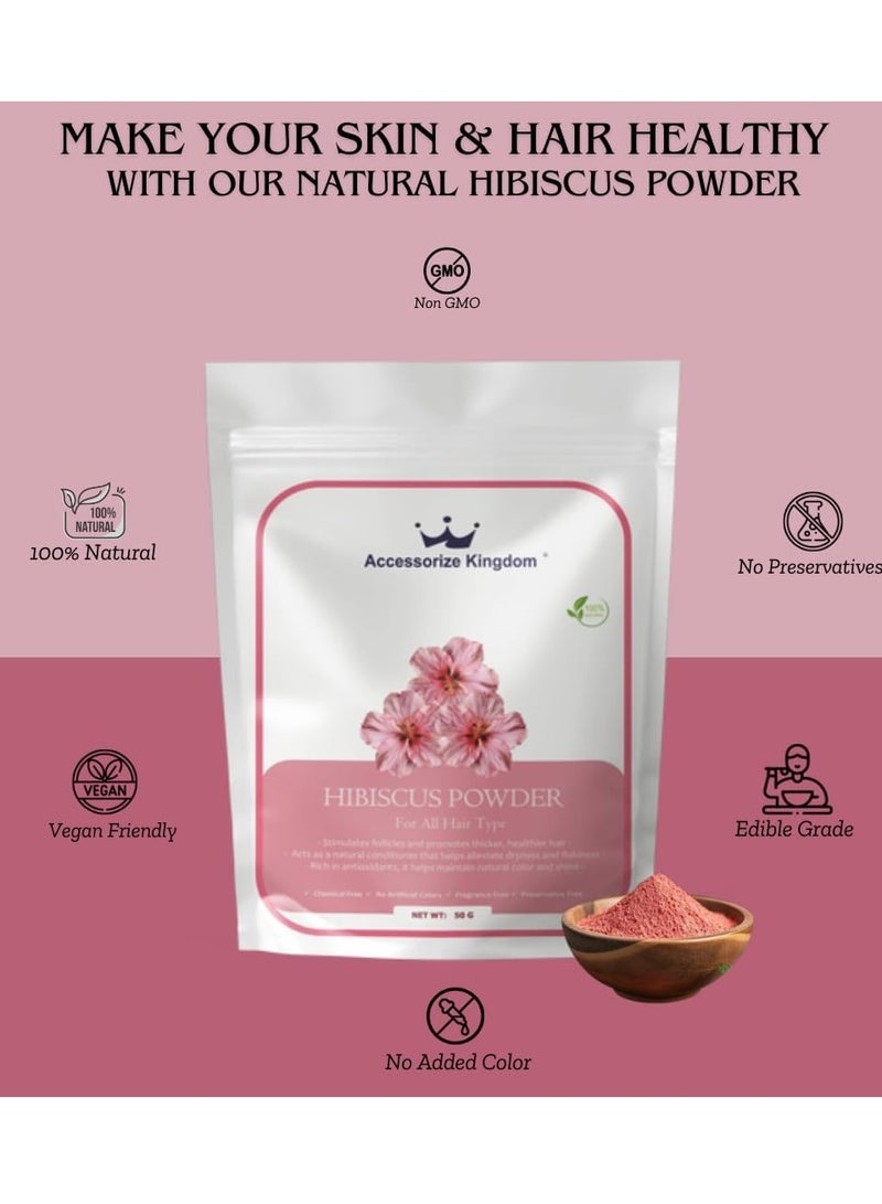 مملكة الإكسسوارات مسحوق الكركديه (٥٠ غرامًا) - طبيعي ونقي ١٠٠٪ | مناسب للشعر | يعزز نمو الشعر، ويقوي جذوره، ويغذي فروة الرأس | يدعم صحة الشعر وكثافته ولمعانه - Image 2