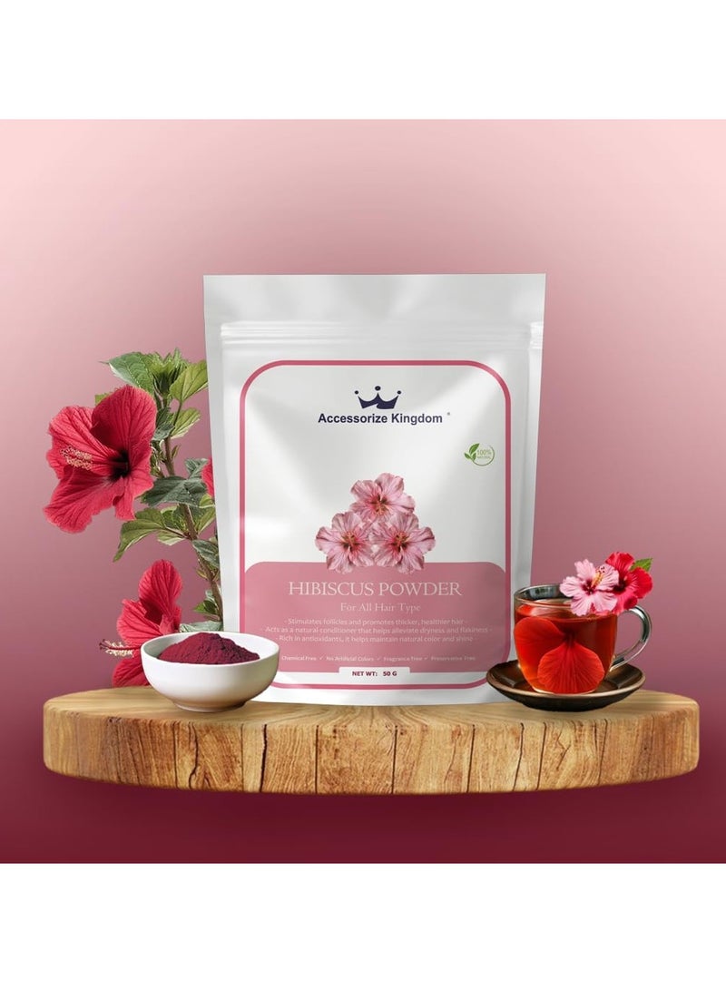 مملكة الإكسسوارات مسحوق الكركديه (٥٠ غرامًا) - طبيعي ونقي ١٠٠٪ | مناسب للشعر | يعزز نمو الشعر، ويقوي جذوره، ويغذي فروة الرأس | يدعم صحة الشعر وكثافته ولمعانه - Image 3