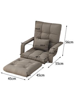 VUCATIN Folding Floor Chair Lounge Sofa Folding Single-Back Sofa Cushion Multi Angle Adjustment Padded Sleeper Bed For Balcony Bedroom With Pillow Armrests Single Sofa  - Image 4