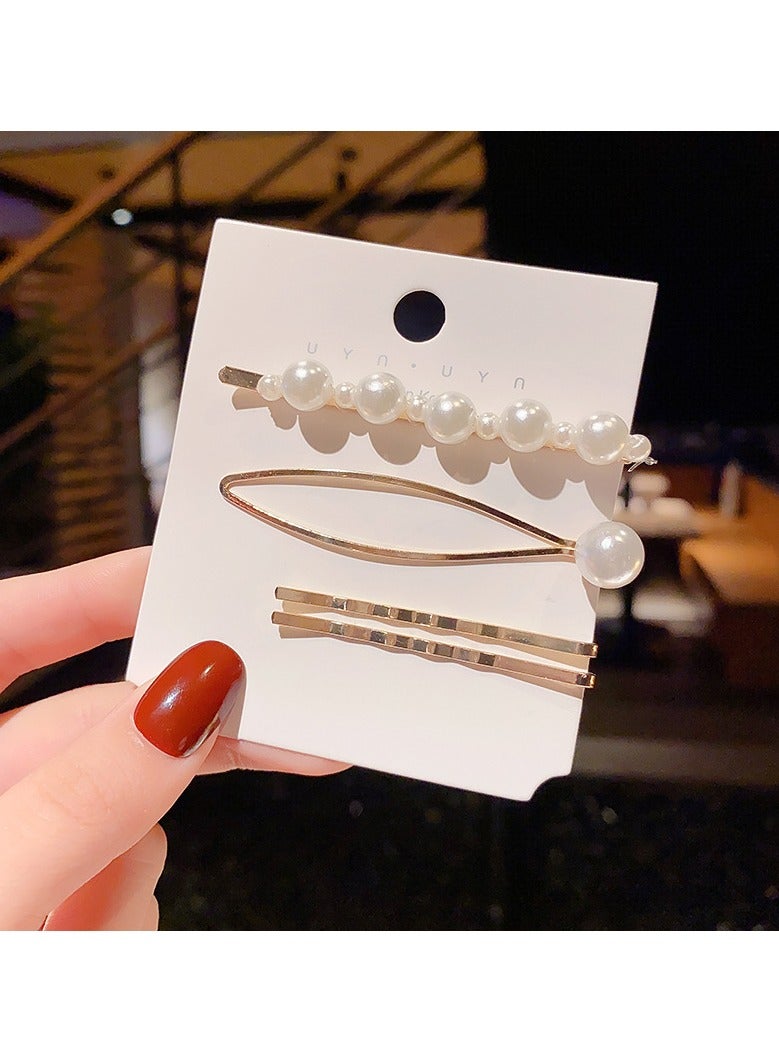 Lavida Pearl Hair Clip Girls Side Clip Hair Clip Simple Combination Headgear-B