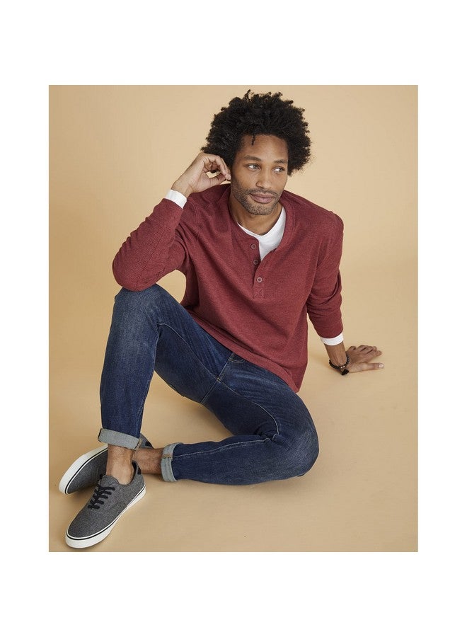 Hanes Mens Beefy Long Sleeve Three-Button Henley Shirt, Mulled Berry, X-Large Us - Image 5