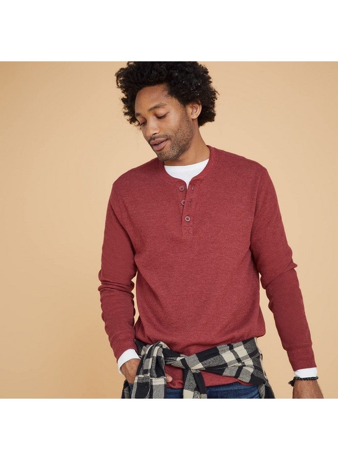 Hanes Mens Beefy Long Sleeve Three-Button Henley Shirt, Mulled Berry, X-Large Us - Image 4