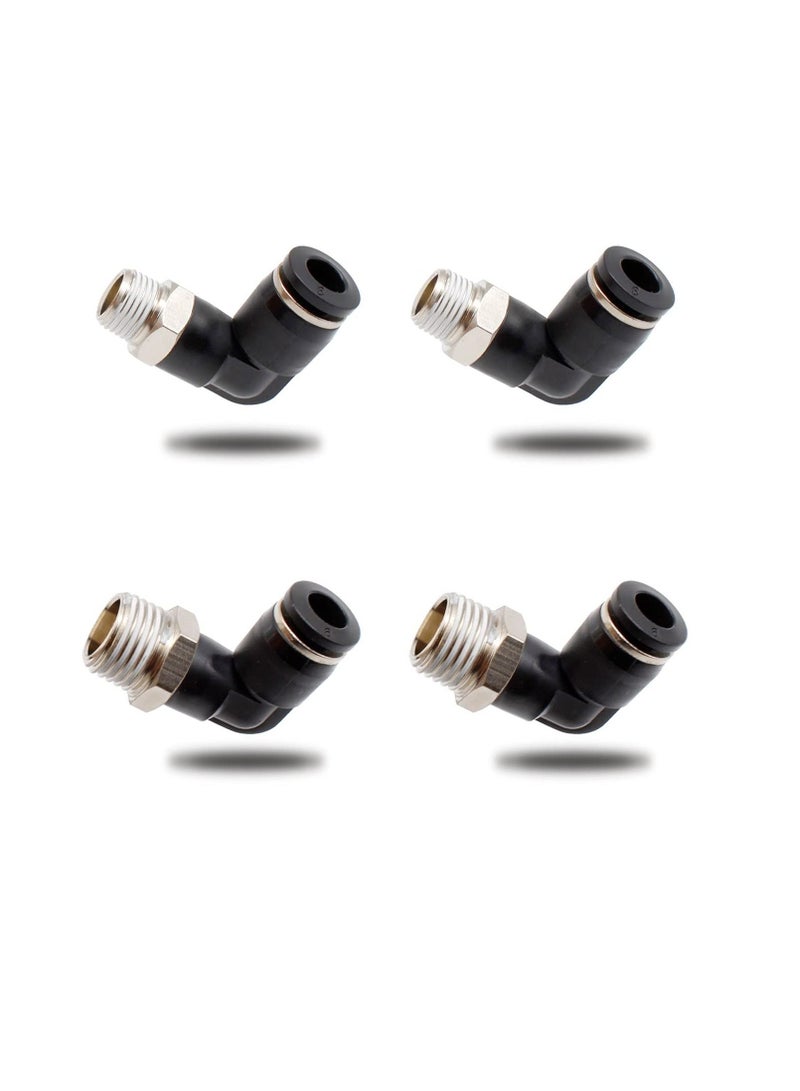 Y&D Pneumatic Connectors, Two Different Models of (6MM × 1/4" and 6MM 1/8") Male Thread Quick Fittings Black Air Adapter for Trachea Automation Equipment, Can be Used DIY Tools (4 Pcs) - Image 1