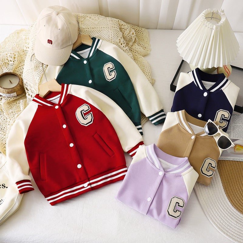 Unisex Children's Spring Baseball Jacket – Casual Long Sleeve Sportswear for Ages 3-8 - Image 2