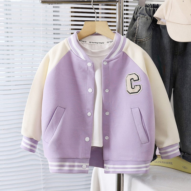 Unisex Children's Spring Baseball Jacket – Casual Long Sleeve Sportswear for Ages 3-8 - Image 4