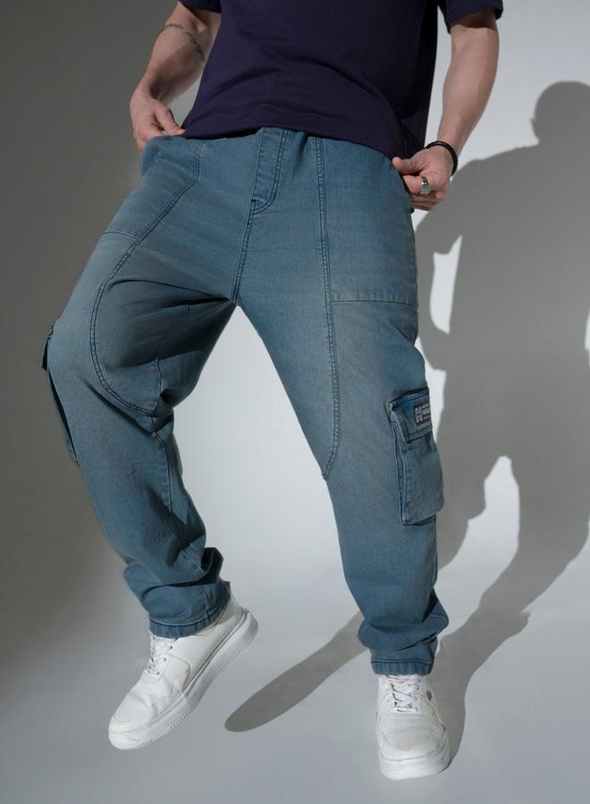 Hubberholme Mid Rise Regular Fit Faded Jeans with Cargo Pockets - Image 1