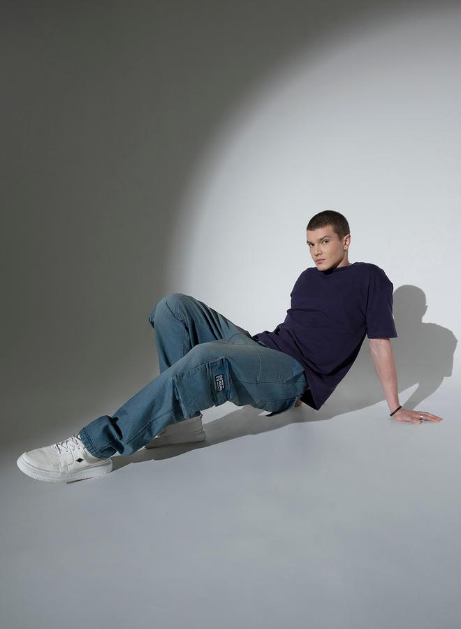 Hubberholme Mid Rise Regular Fit Faded Jeans with Cargo Pockets - Image 2