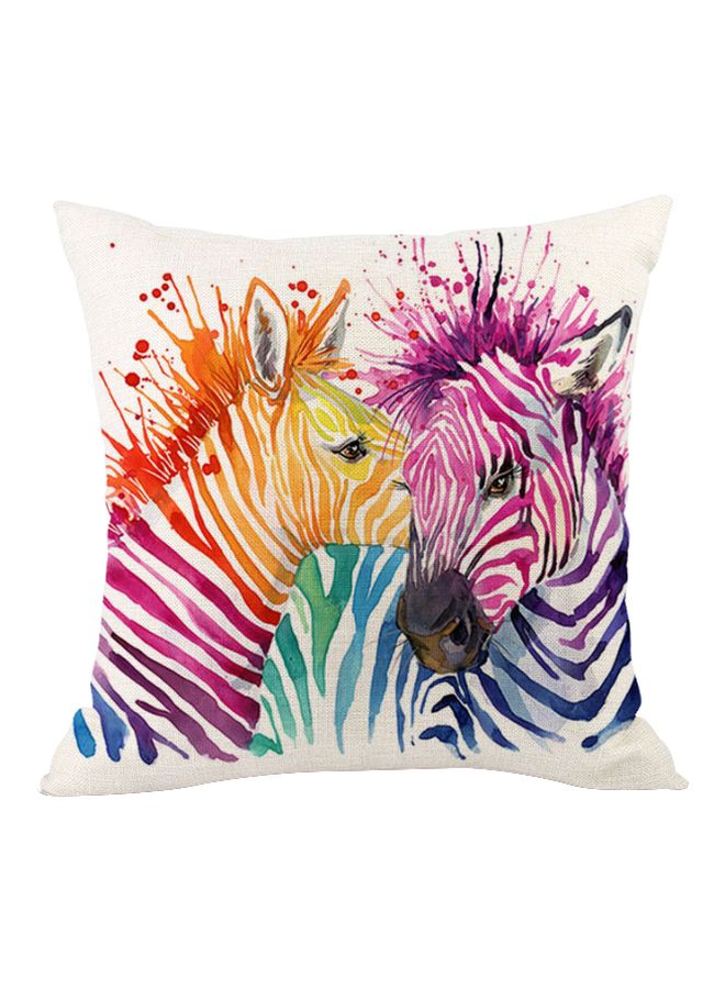 NIBEMINENT Zebra Printed Decorative Cushion Cover Multicolour 45x45cm