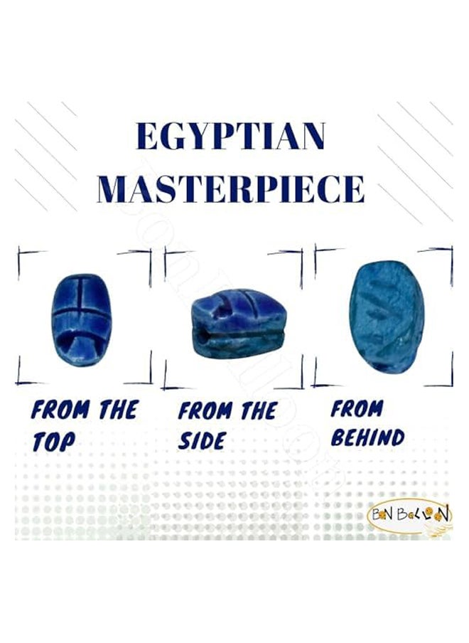 ماركة غير محددة 18 XS ديلوكس سكاراب بيتل باغ خرز مصري مصنوع يدويًا من الخزف محظوظ الحظ حجر فرعون الهيروغليفية مع فتحة قلادة قلادة سوار صنع المجوهرات الطبيعية منحوتة يدويًا مصر خرزة فضفاضة  - Image 3
