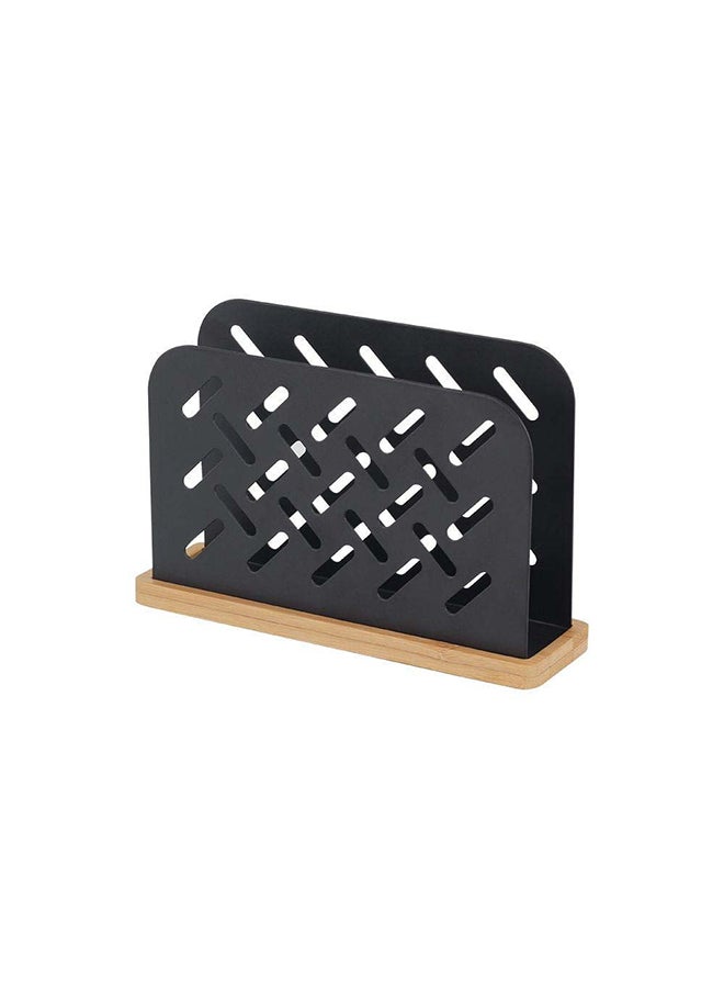 DANUBE HOME Atticus Napkin Holder Iron Sheet With Powder Coating Bamboo Base Black  Iron Metal Bamboo Kitchen Tissue Holder For Kitchen & Dining Room 15 X 3 X 10 Hcm - Black  - Image 3