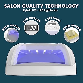 SUNUV UV Led Nail Lamp 48W UV Light for Gel Nails with Double Power Design4 Timer Setting LCD DisplayPainless CuringOverTemperature Protection SUN7 - Image 2