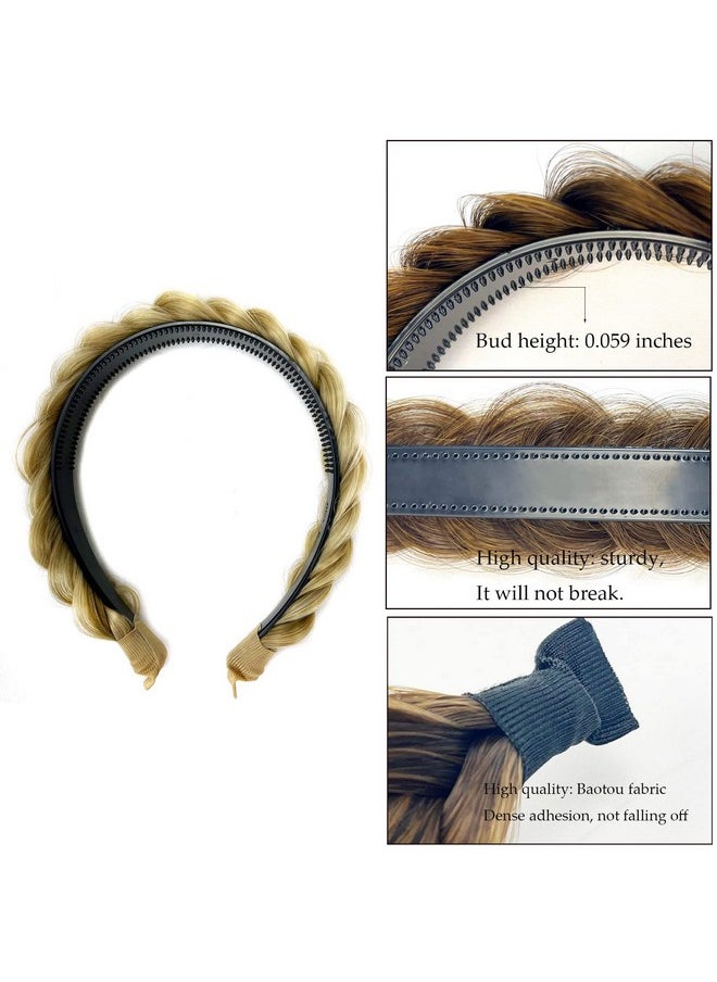 TOECWEGR - Braided Headband Withtooth Wide Braid Messy Hair Hoop Womenfashion Hair Accessories (Grey Gold Brown A19) - Image 1