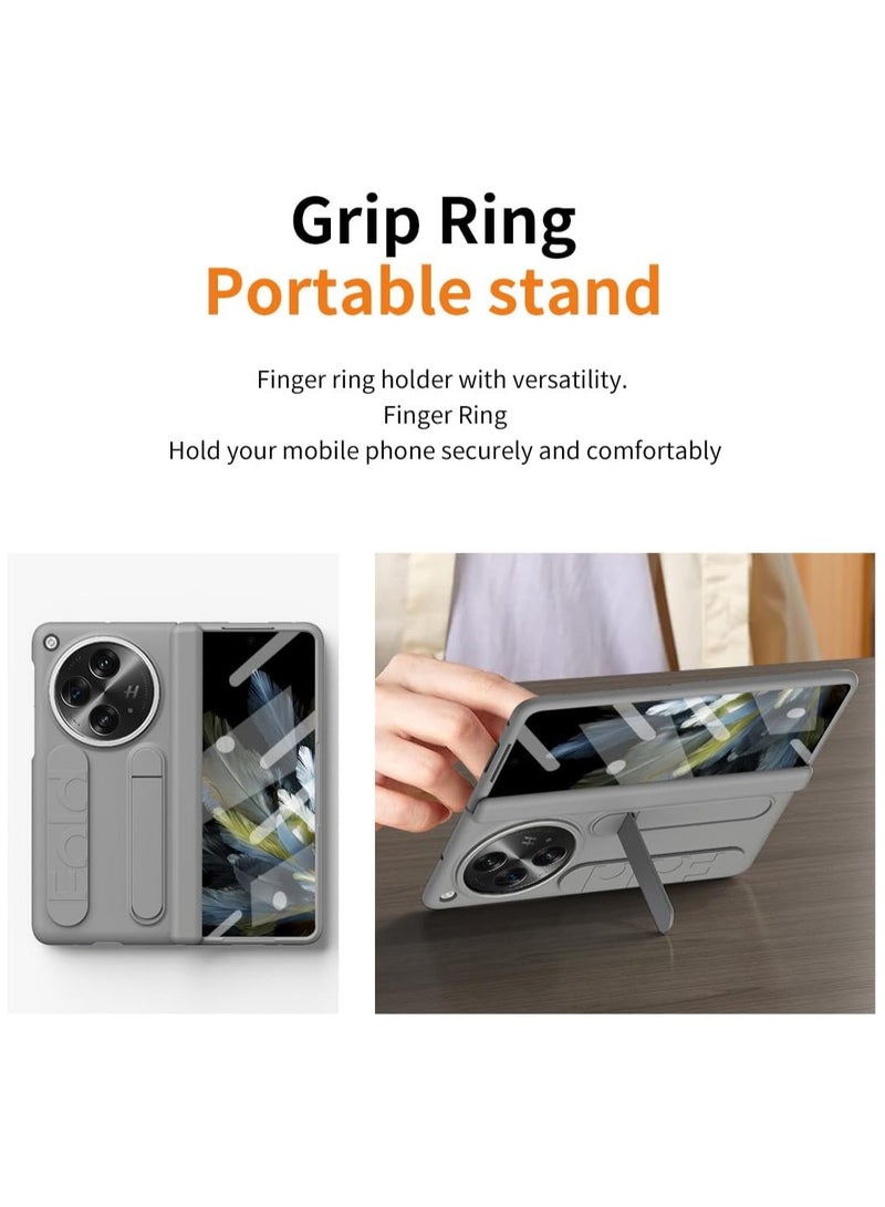 Case Compatible OnePlus Open Case, 【Built-in HD Screen Protector】 Elastic Silicone Wrist Strap Phone Case Shockproof PC Case with Stand  - Image 3