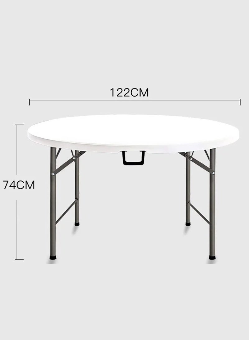 AGD Portable Round-Top Folding Table with a Steel Frame for Camping and Outdoor Activities, 122*122*74 cm / white - Image 5