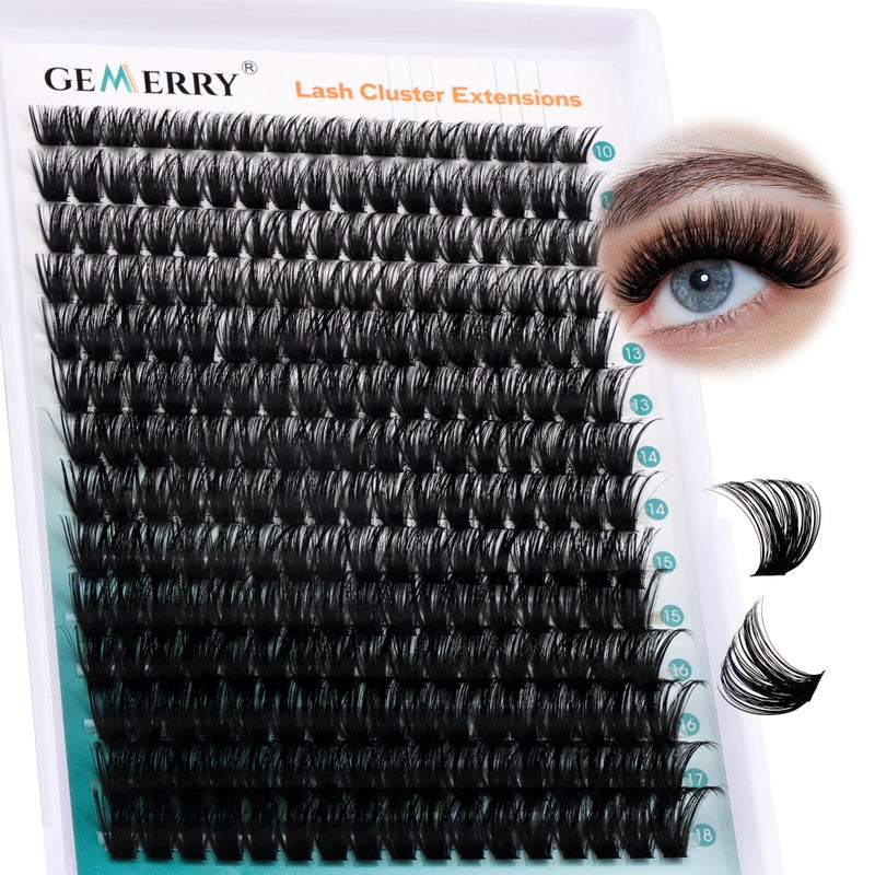GEMERRY Lash Clusters Fluffy Cluster Lashes Extensions Thick 280pcs D Curl Eyelash Clusters DIY At Home Individual Lashes Extension by GEMERRYï¼ˆ80P-10-18mm) - Image 1