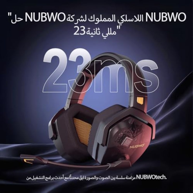 سماعة ألعاب لاسلكية مزدوجة G06 مع ميكروفون لأجهزة PS5 وPS4 والكمبيوتر الشخصي والهواتف المحمولة والمحول: 2.4 جيجا هرتز لاسلكي + بلوتوث - بطارية 100 ساعة - برامج تشغيل 50 مم - برتقالي - Image 3