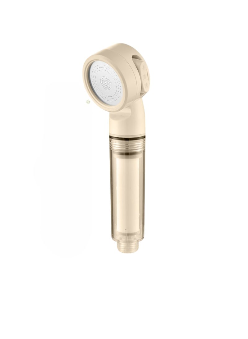 Mini Shower Head, Hotel Mini Shower Super Strong Pressurized Purification Nozzle, Portable Super Strong Boost Purification Travel Shower Filter Head, (Beige With Built In Filter Element)  - Image 1