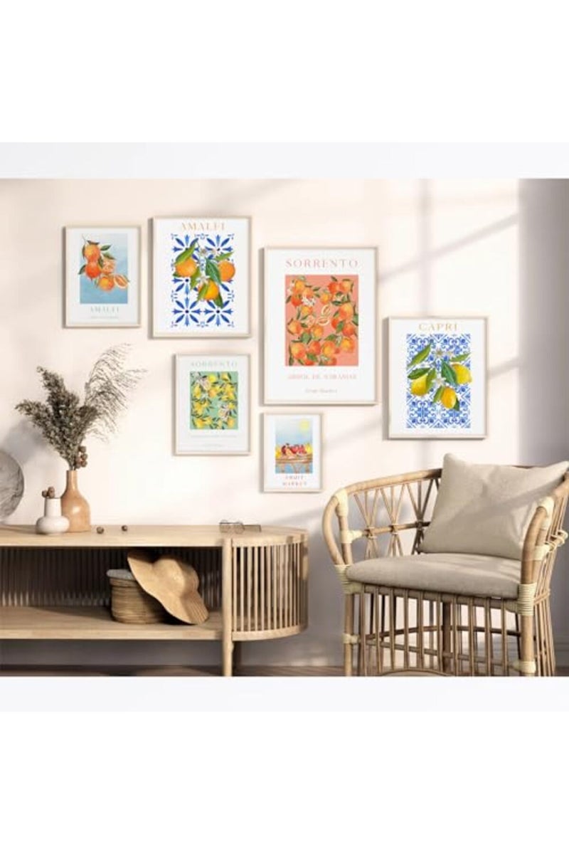 Baccone Fruit Wall Art Kitchen Artwork Wall Decor Fruit Prints Colorful Lemon Canvas Wall Art Vintage Pictures Fruit Market Poster Lemon Orange Prints Set of 6 for Room Bedroom 8x10 Inch Unframed - Image 4