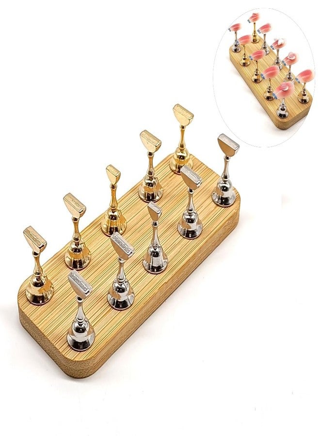 DRIVIJI Magnetic Practice Holder Wooden Base Nail Tool False Nail Display Gel Polish Practice Display Nail Art Practice Holder (NAIL STAND-1) - Image 1