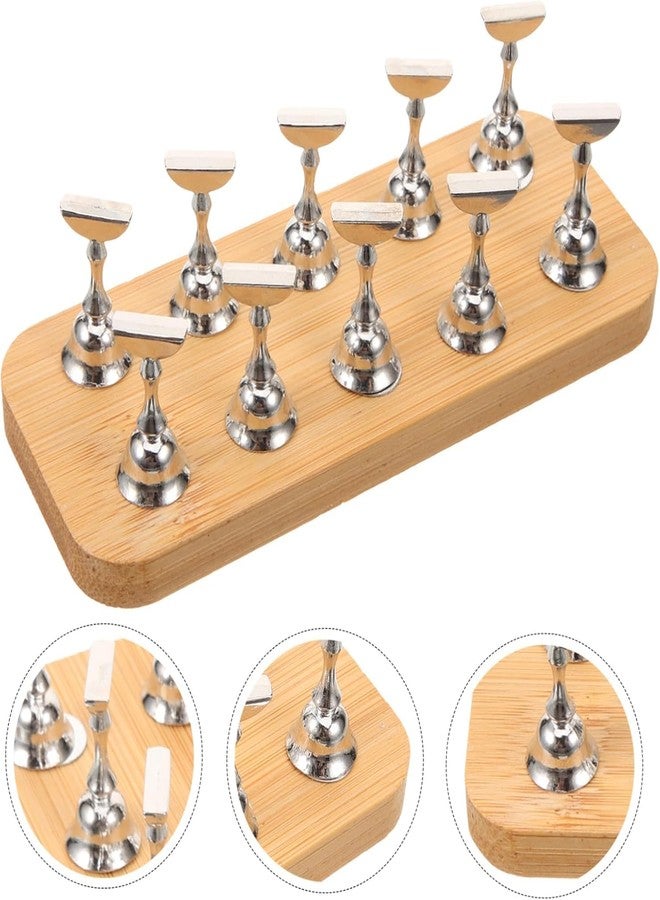 DRIVIJI Magnetic Practice Holder Wooden Base Nail Tool False Nail Display Gel Polish Practice Display Nail Art Practice Holder (NAIL STAND-1) - Image 2