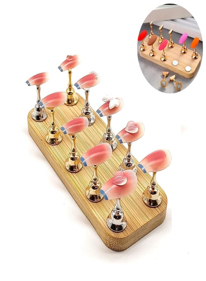 DRIVIJI Magnetic Practice Holder Wooden Base Nail Tool False Nail Display Gel Polish Practice Display Nail Art Practice Holder (NAIL STAND-1) - Image 3