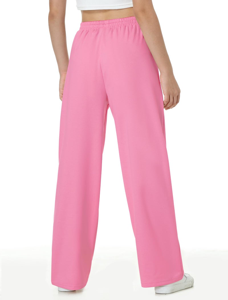 EXARUS Girls Sweatpants Wide Leg Sweat Pants 3 Pack Kids with Pockets Drawstring High Waisted Preppy Cute Youth Pants 12Y - Image 4