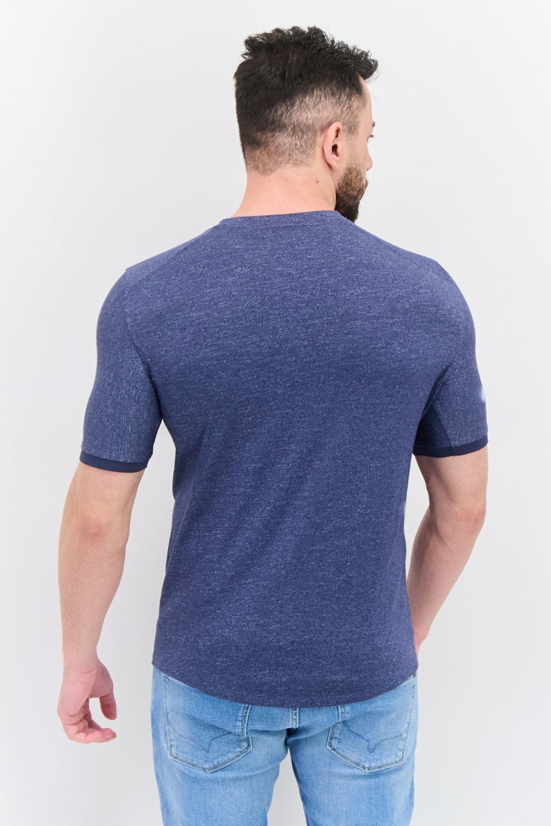 Kenneth Cole Men Crew Neck Short Sleeve Heather Shirt, Navy - Image 2
