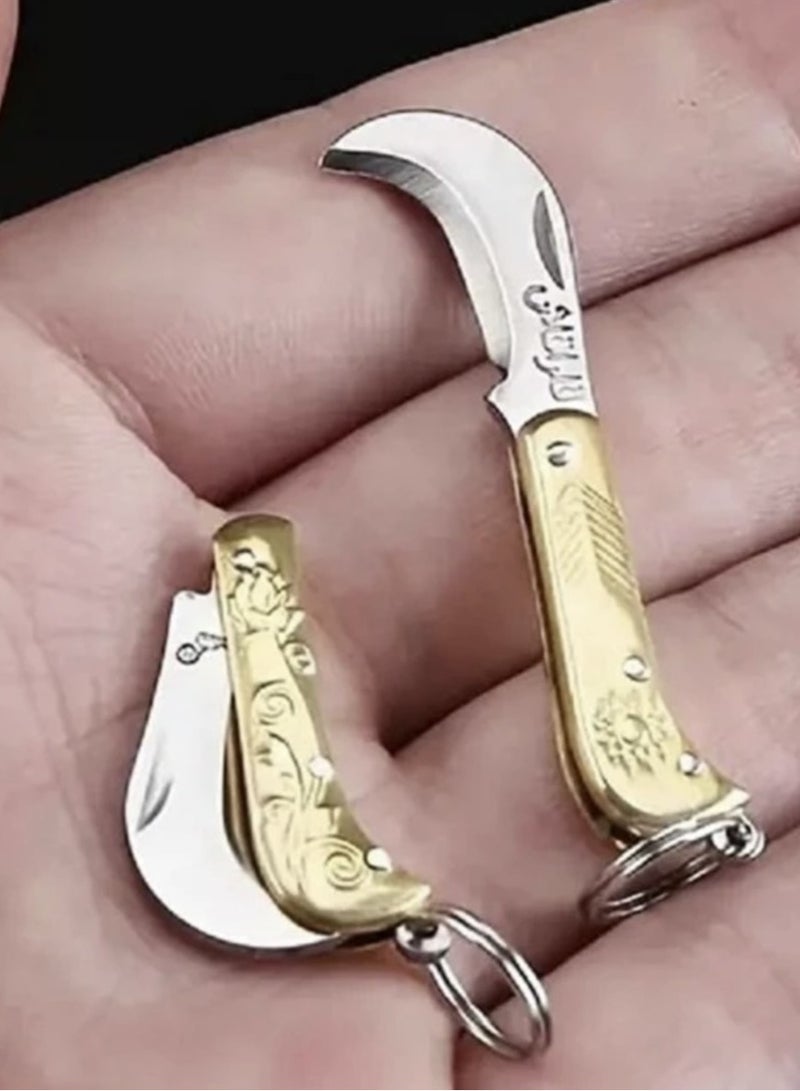 Brass Mini Kitchen Knife Sharp Keychain Pendant Cutting Tool  7 cm  - Image 2
