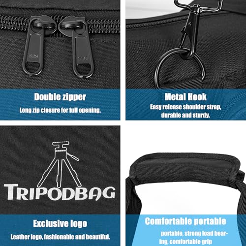 TORIBIO 60" Multifunctional Tripod Bag, Heavy Duty Tripod Carrying Case with Dual Compartment for Music Stand, Mic Stand, Speakers Stand, Tripods, Lights, Boom Stand, Cameras, Monopods Stand - Image 4