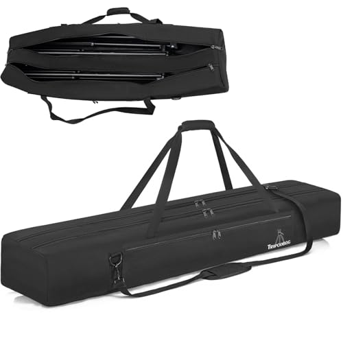 TORIBIO 60" Multifunctional Tripod Bag, Heavy Duty Tripod Carrying Case with Dual Compartment for Music Stand, Mic Stand, Speakers Stand, Tripods, Lights, Boom Stand, Cameras, Monopods Stand - Image 1