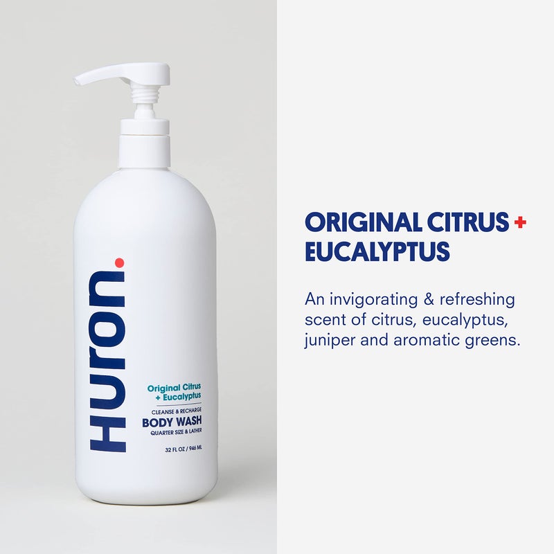 Huron Men's Moisturizing Body Wash - Crisp Citrus, Eucalyptus, Mint, Aromatic Greens - 32 fl oz - Image 4